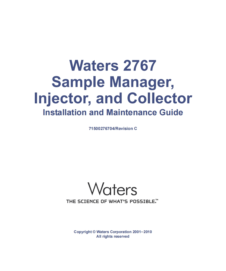 Waters-2767-Sample-Manager_Injector_and-Collector-Installation-and-维修操作说明书手册