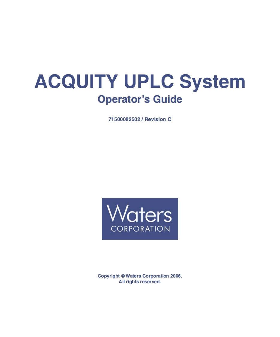 Waters-Acquity-UPLC-System-操作说明书手册