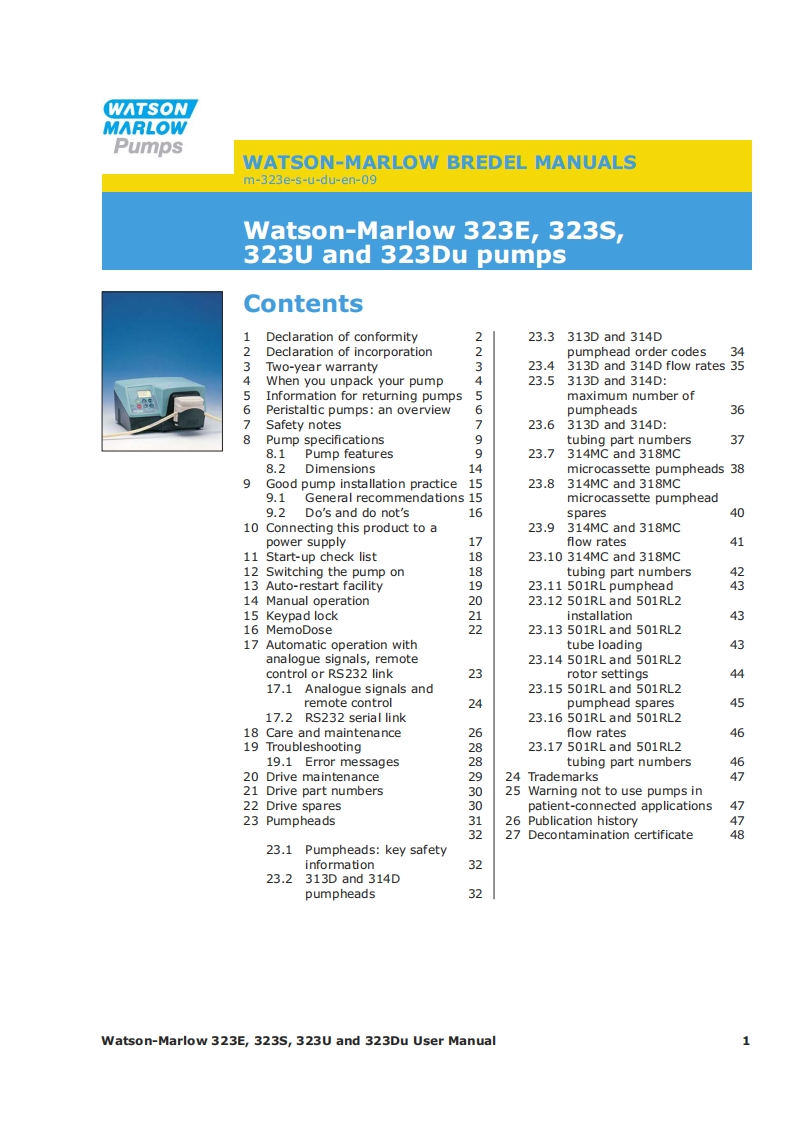 Watson-Marlow-323-Series-Drive-操作说明书手册