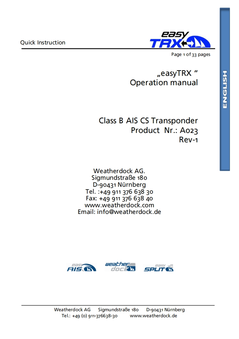 WeatherDock_EasyTRX_A023_Manual操作说明书手册