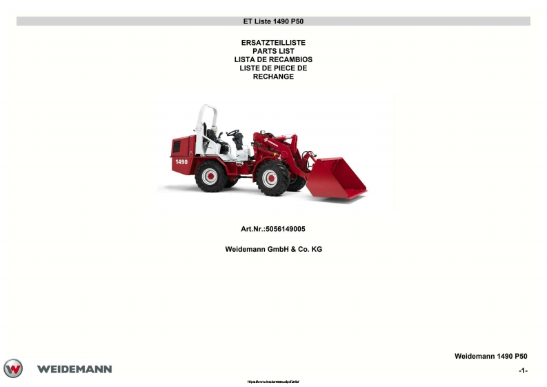 Weidemann-1490-P50-Spare-零部件手册ue