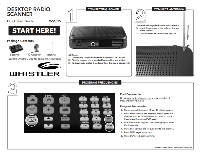 Whistler_WS1025_Quick-Start-Guide操作说明书手册
