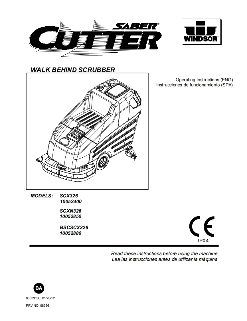 Windsor-Saber-Cutter-Deluxe-32-SCX326-Manual操作与维护手册