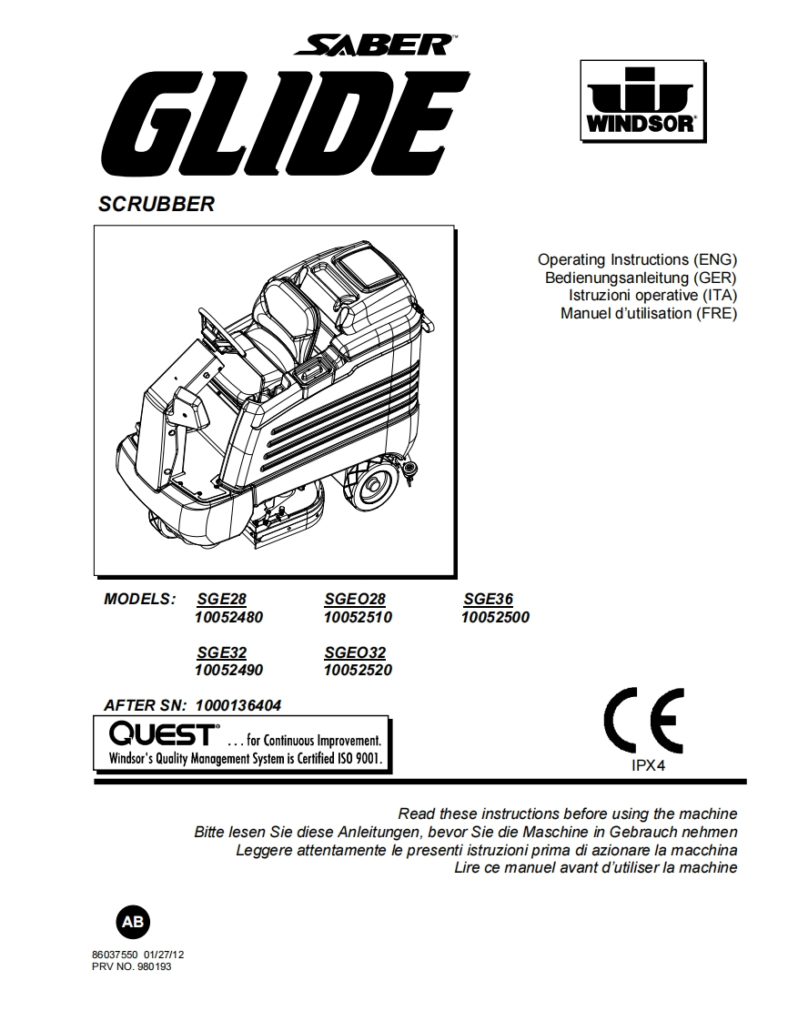 Windsor-Saber-Glide-操作与维护手册