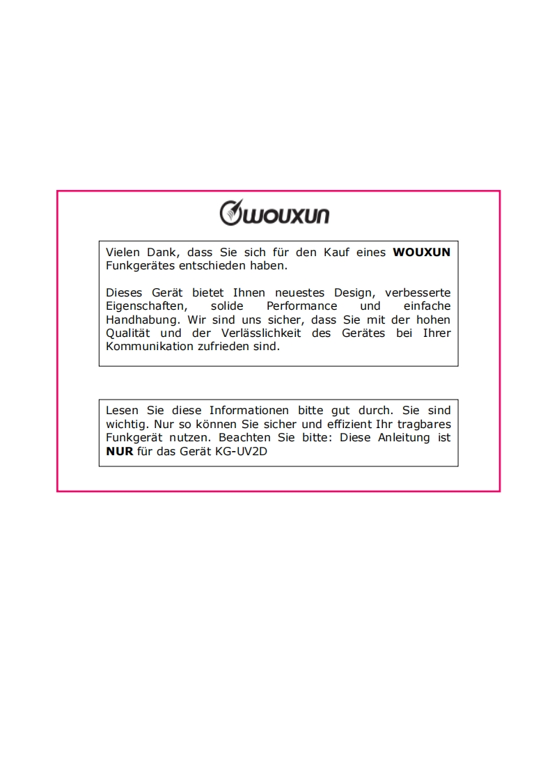 Wouxun-KG-UV2D_Deutsch操作说明书手册