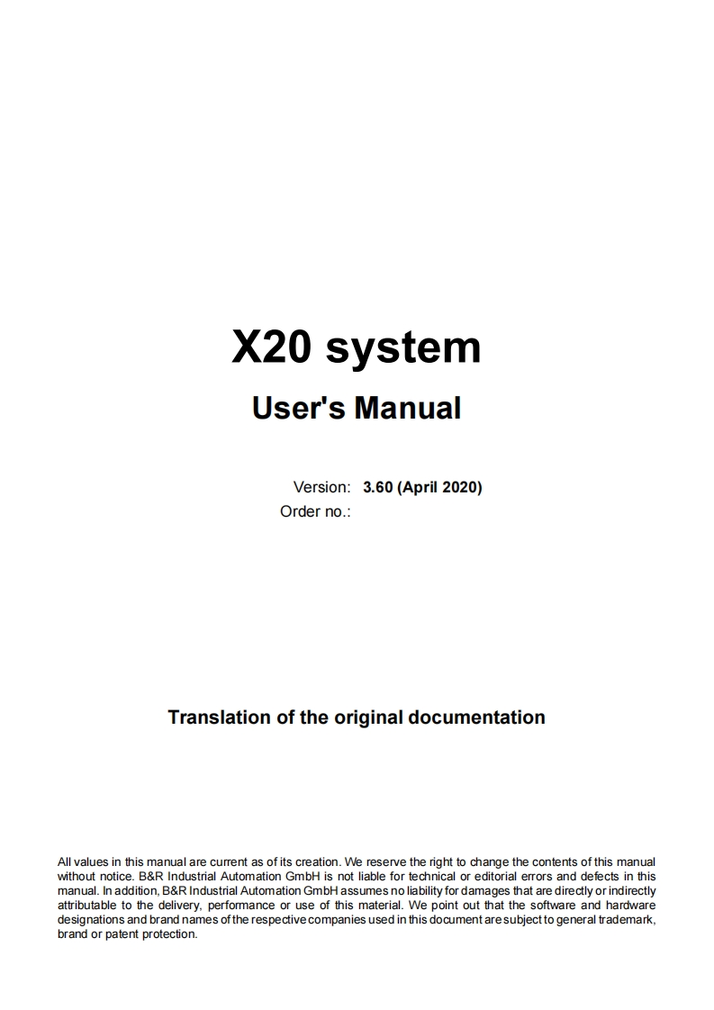X20System-ENG_V3.60操作说明书手册