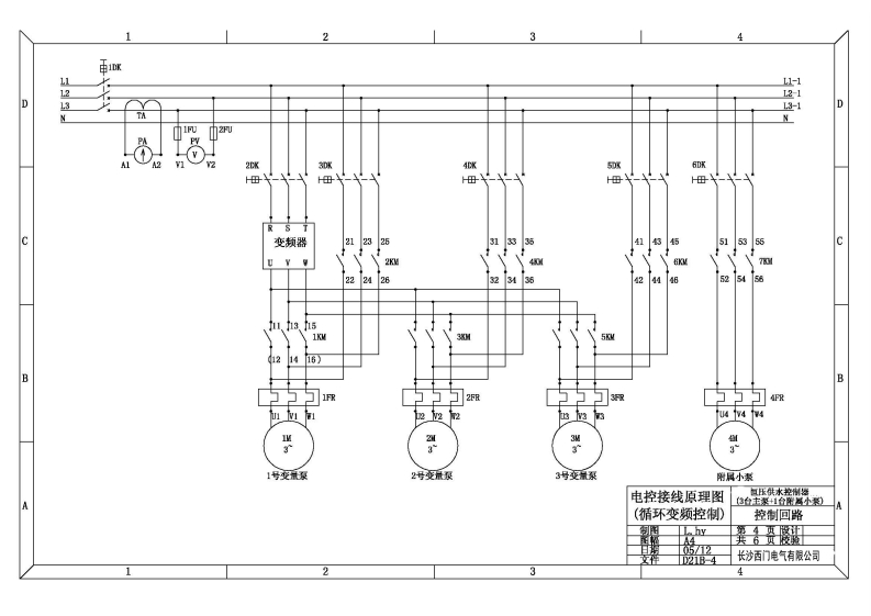 XC-304E变频恒压供水控制器应用原理图