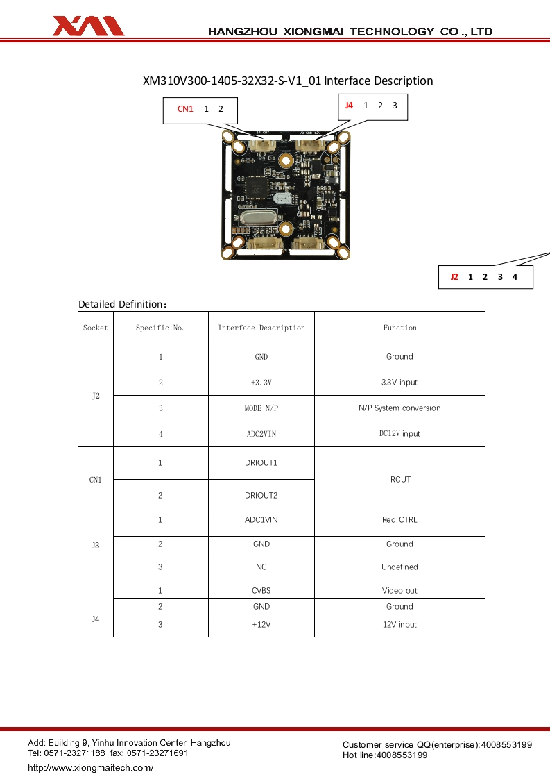 XM310V300-1405-32X32-S-V1_01-Interface-Description（XAG-53X10PKA-M）