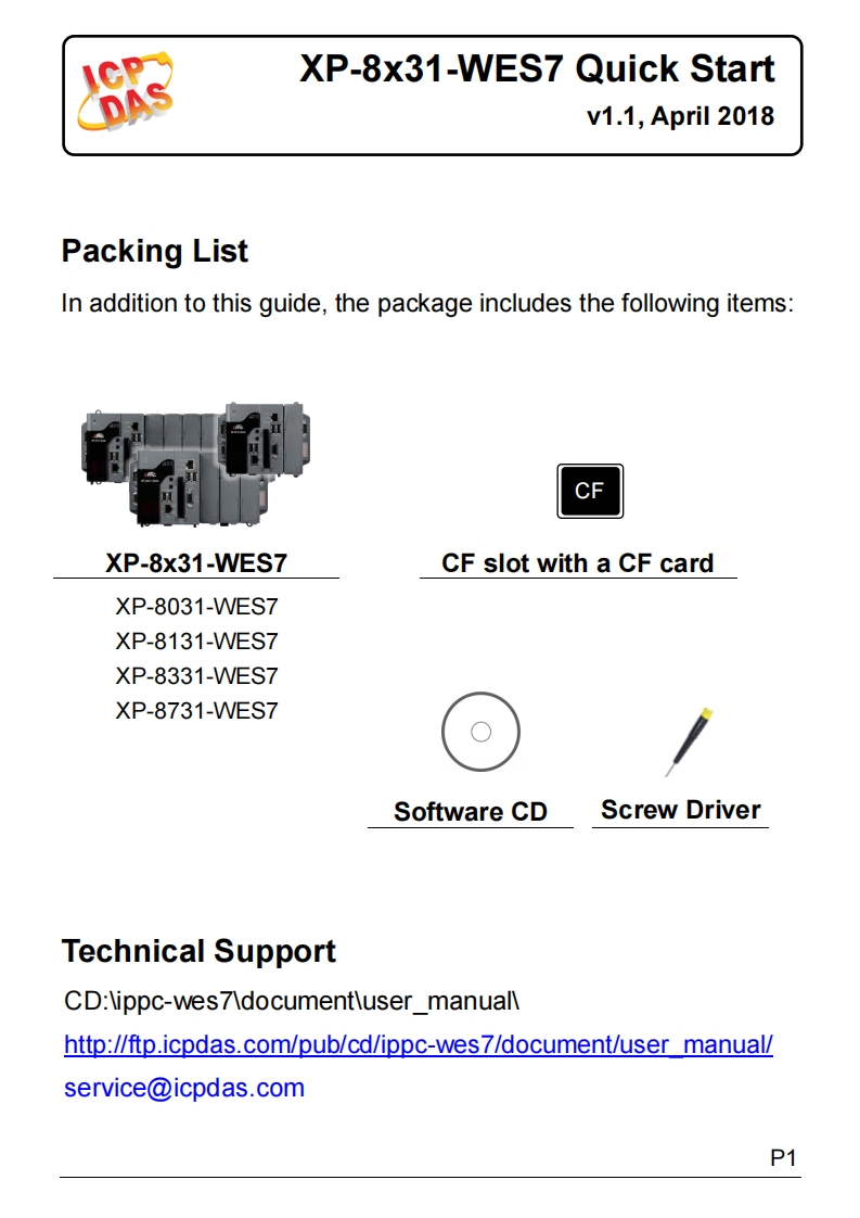 XP-8x31-WES7_用户使用说明书手册_英语_v1.1