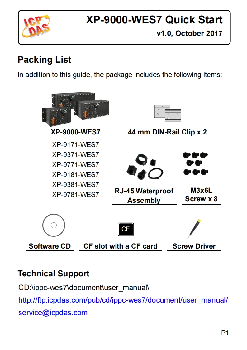 XP-9000-WES7_用户使用说明书手册_英语_v1.0