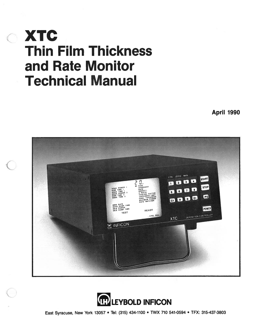 XTCThinFilmDepositionController_操作说明书手册
