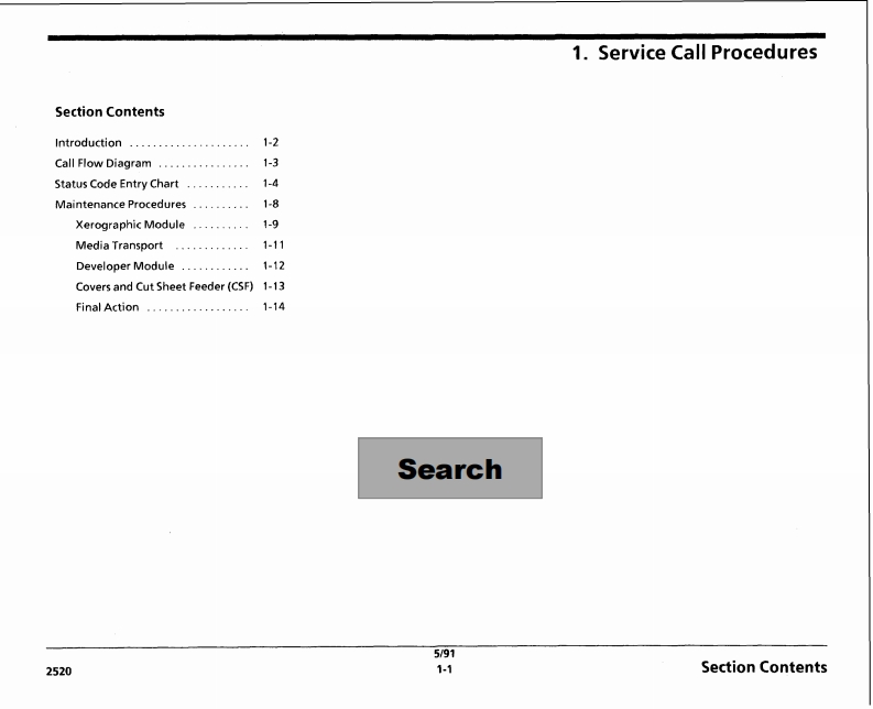 Xerox2510(6050Hz)2512(60Hz)Copier维修手册callprocedures(Eng.)