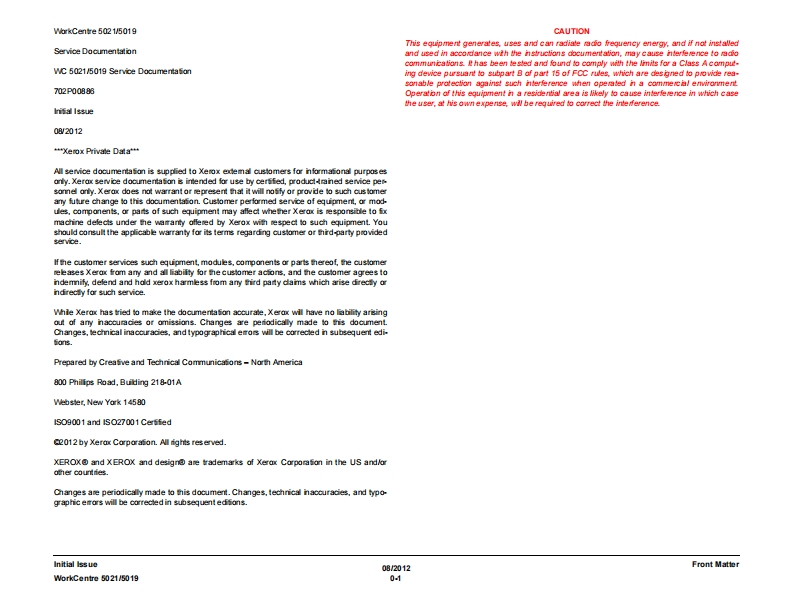XeroxWC50195021维修手册