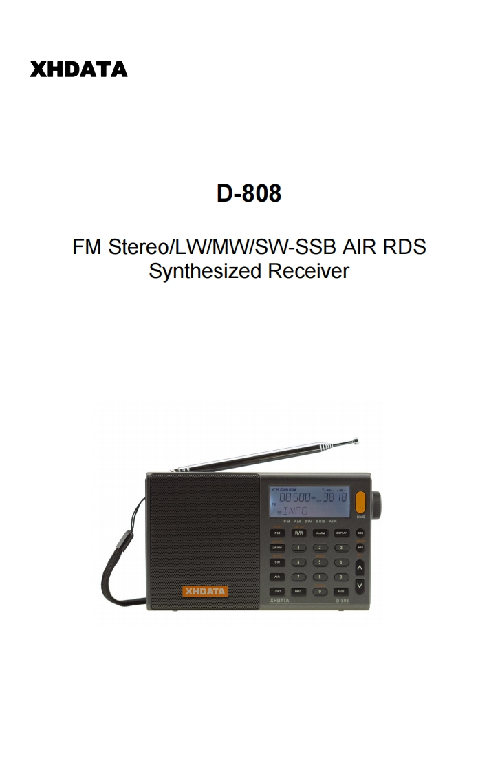 Xhdata_D-808_使用说明书手册