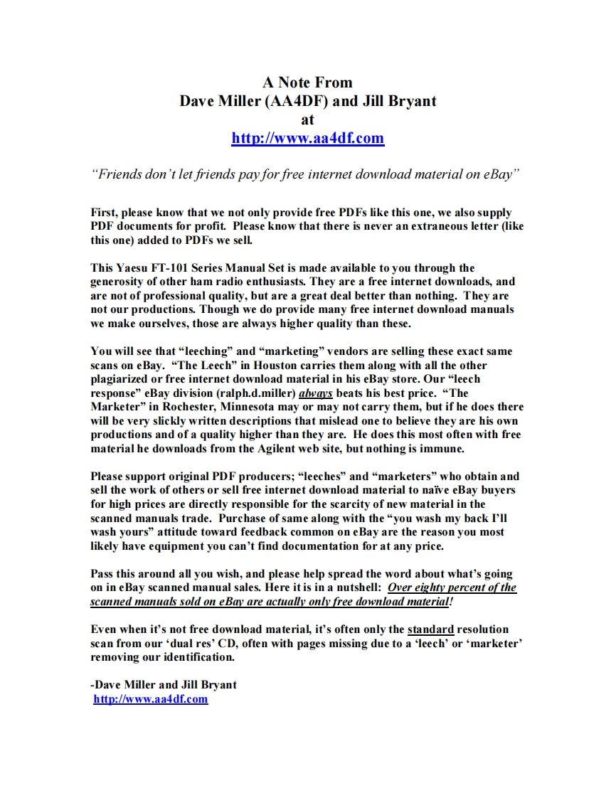 YAESU--FT-101E-操作说明书手册