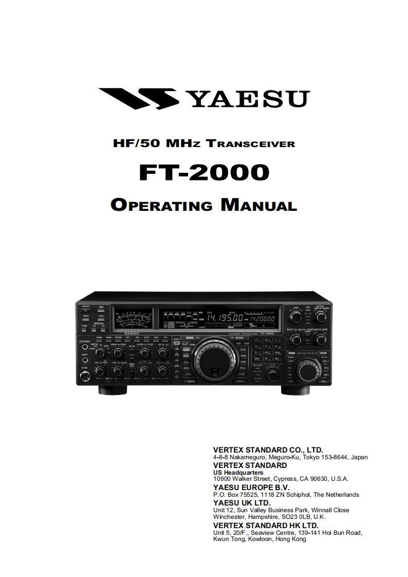 YAESU--FT-2000-操作说明书手册