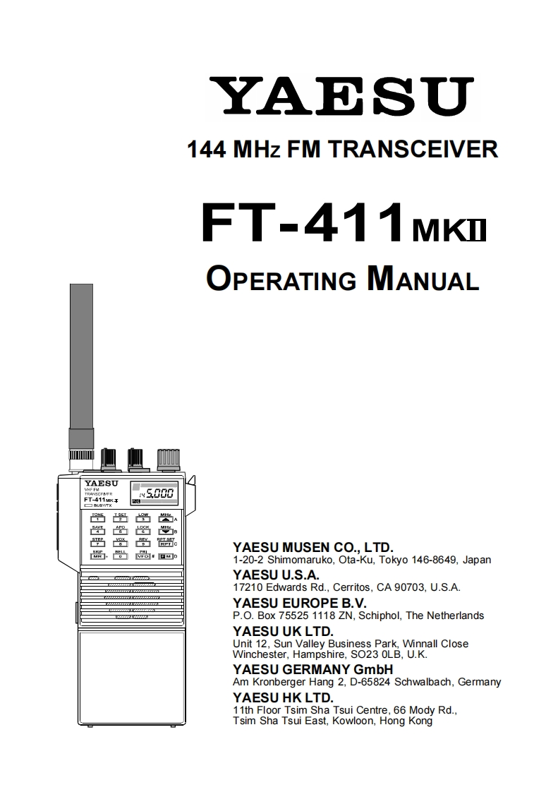 YAESU--FT-411mkII-操作说明书手册