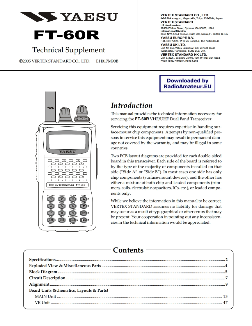 YAESU--FT-60-维修电器原理图手册