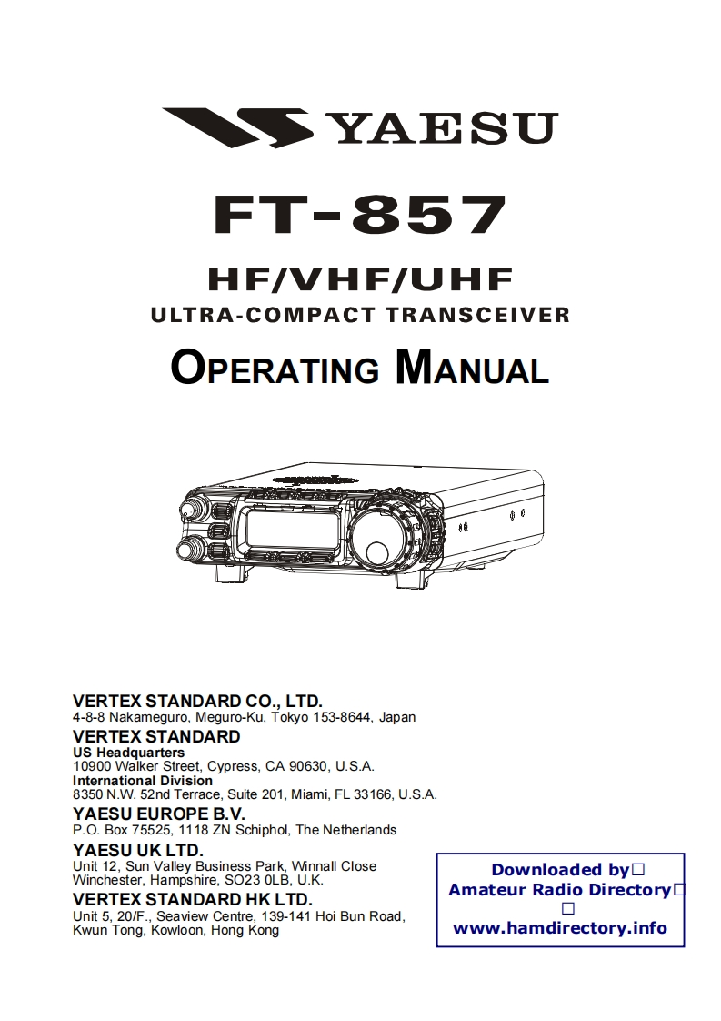 YAESU--FT-857-操作说明书手册