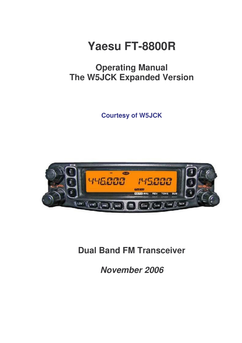 YAESU--FT-8800-操作说明书手册