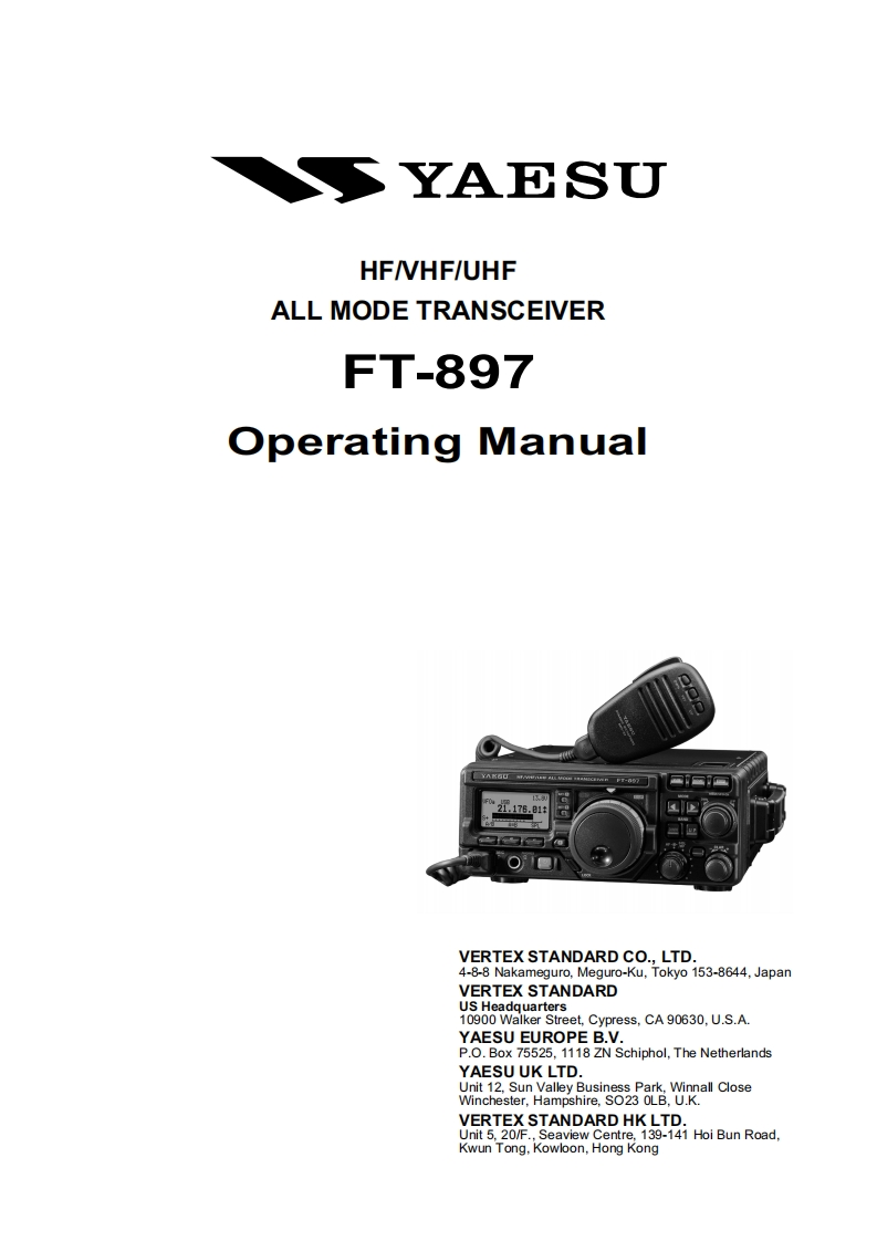 YAESU--FT-897-操作说明书手册