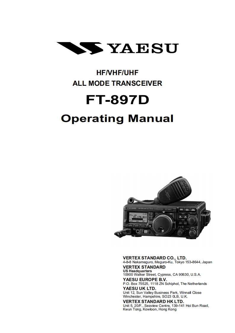 YAESU--FT-897D-操作说明书手册