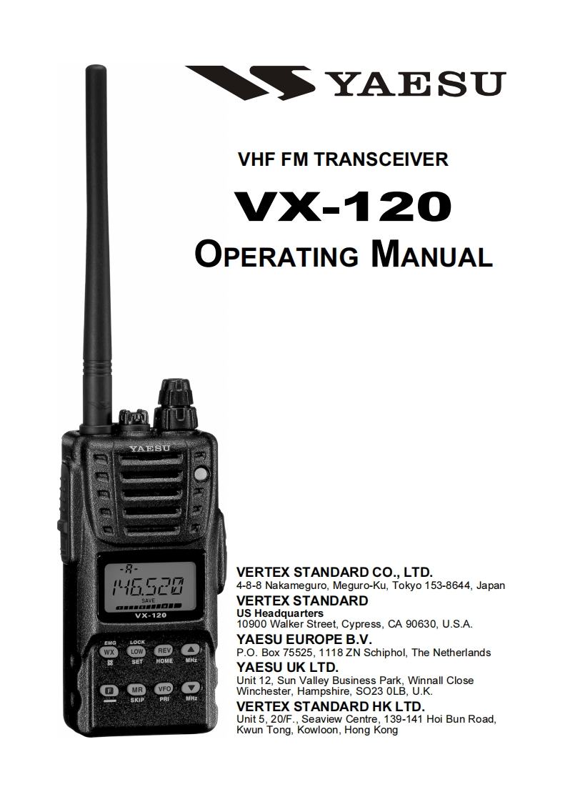 YAESU--VX-120-VHF-FM-操作说明书手册