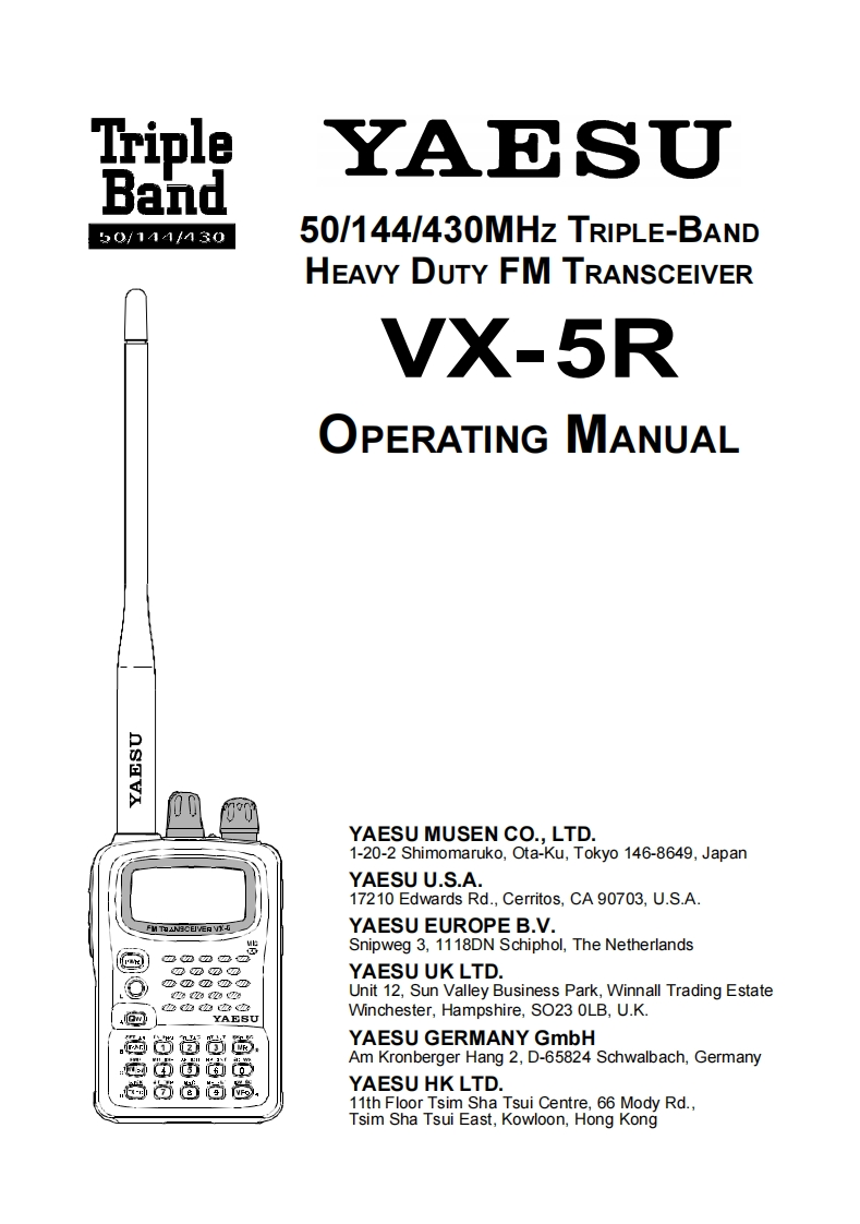 YAESU--VX-5R-操作说明书手册