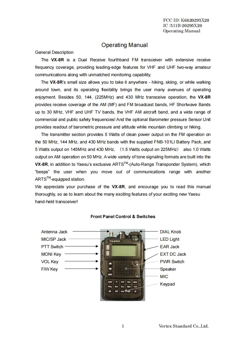 YAESU--VX-8R-操作说明书手册
