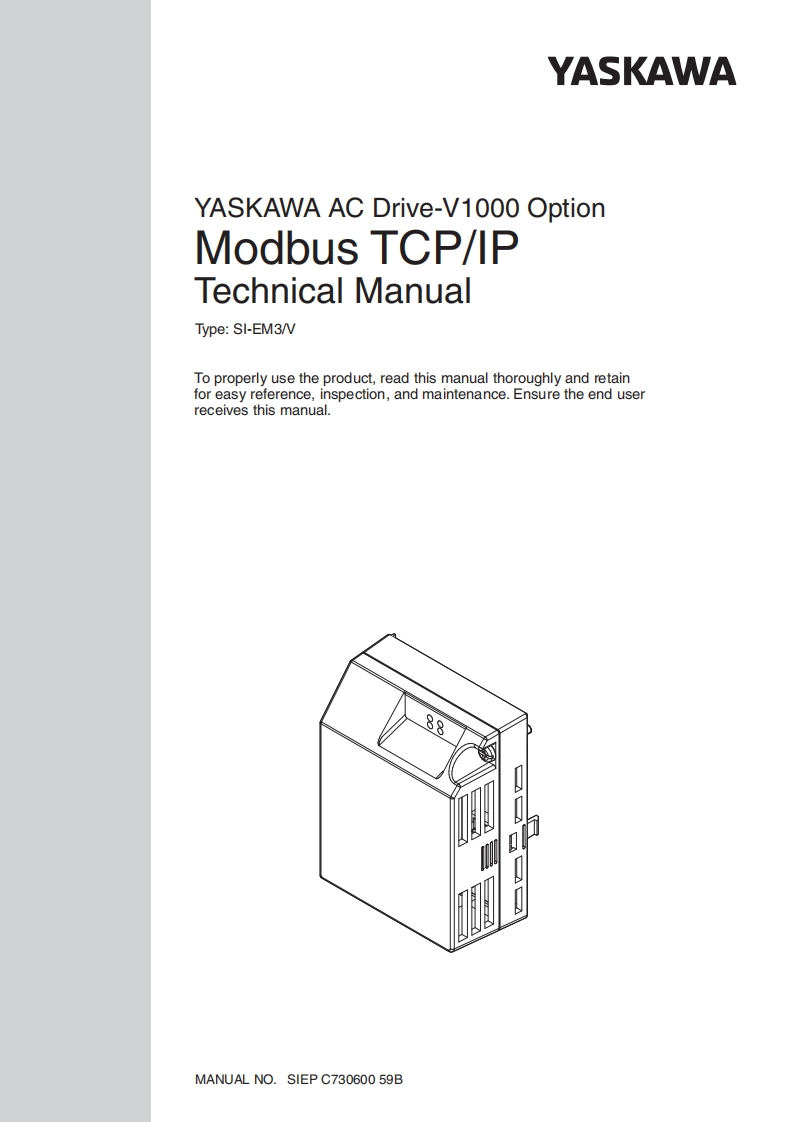 YASKAWA安川SI-EM3V_ModbusTCP_TM_EN安装调试说明书手册