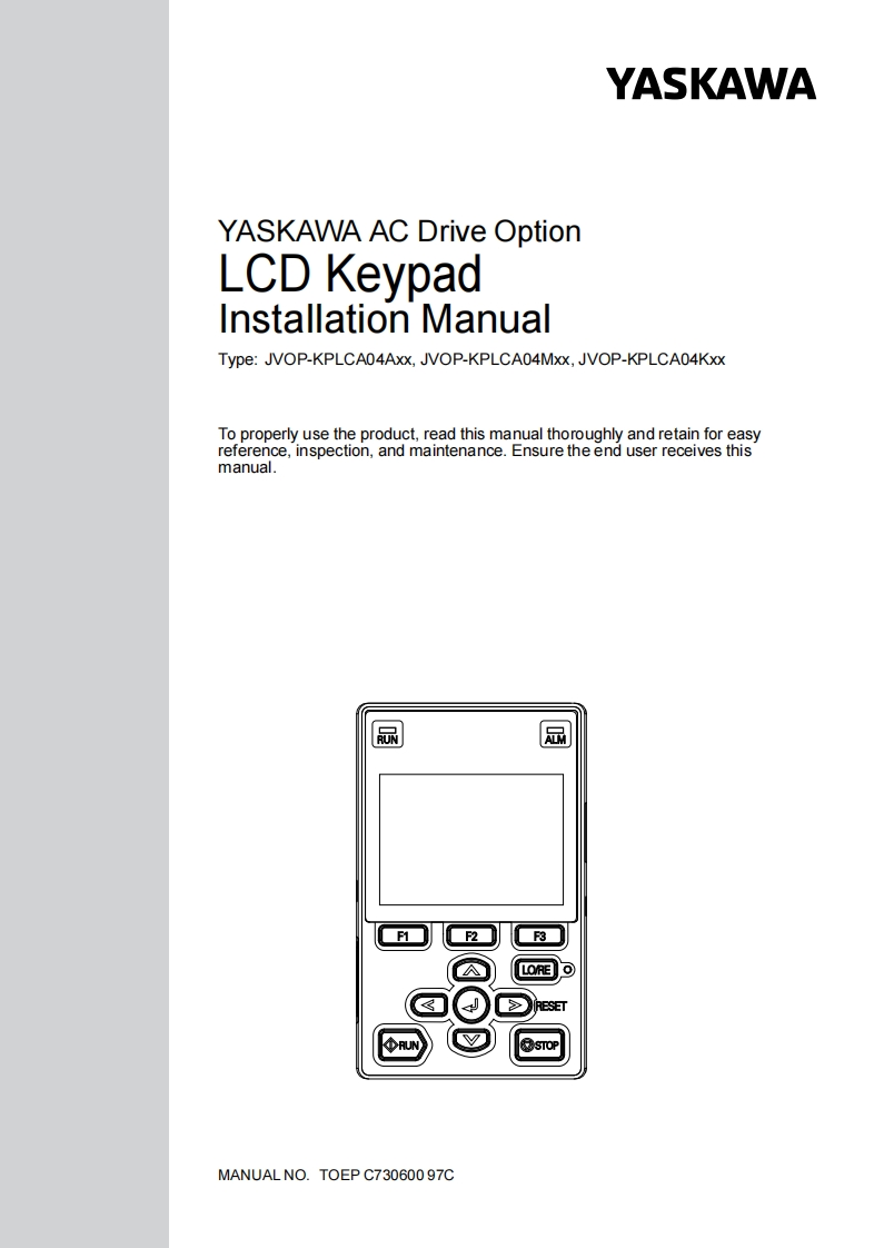 YASKAWA安川TOEP-C730600-97C-2-0安装调试说明书手册