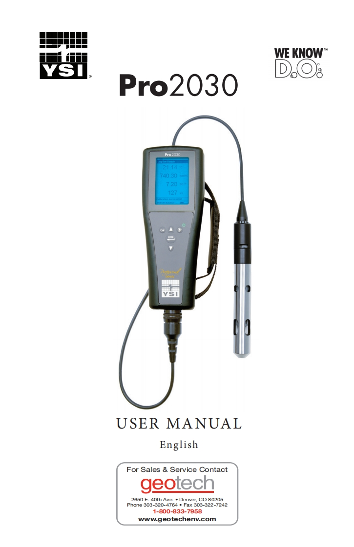 YSI-Pro2030-User-使用说明书手册