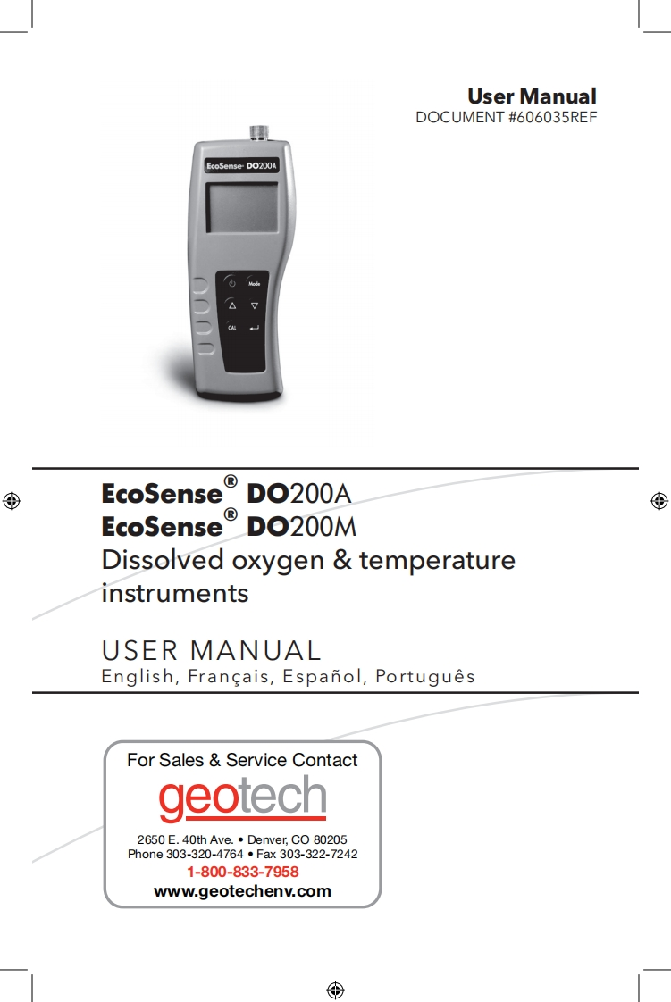 YSI_DO200_User_使用说明书手册