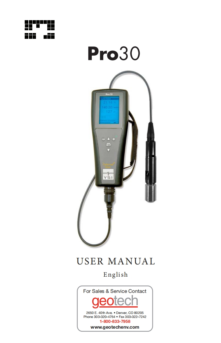YSI_Pro30_使用说明书手册