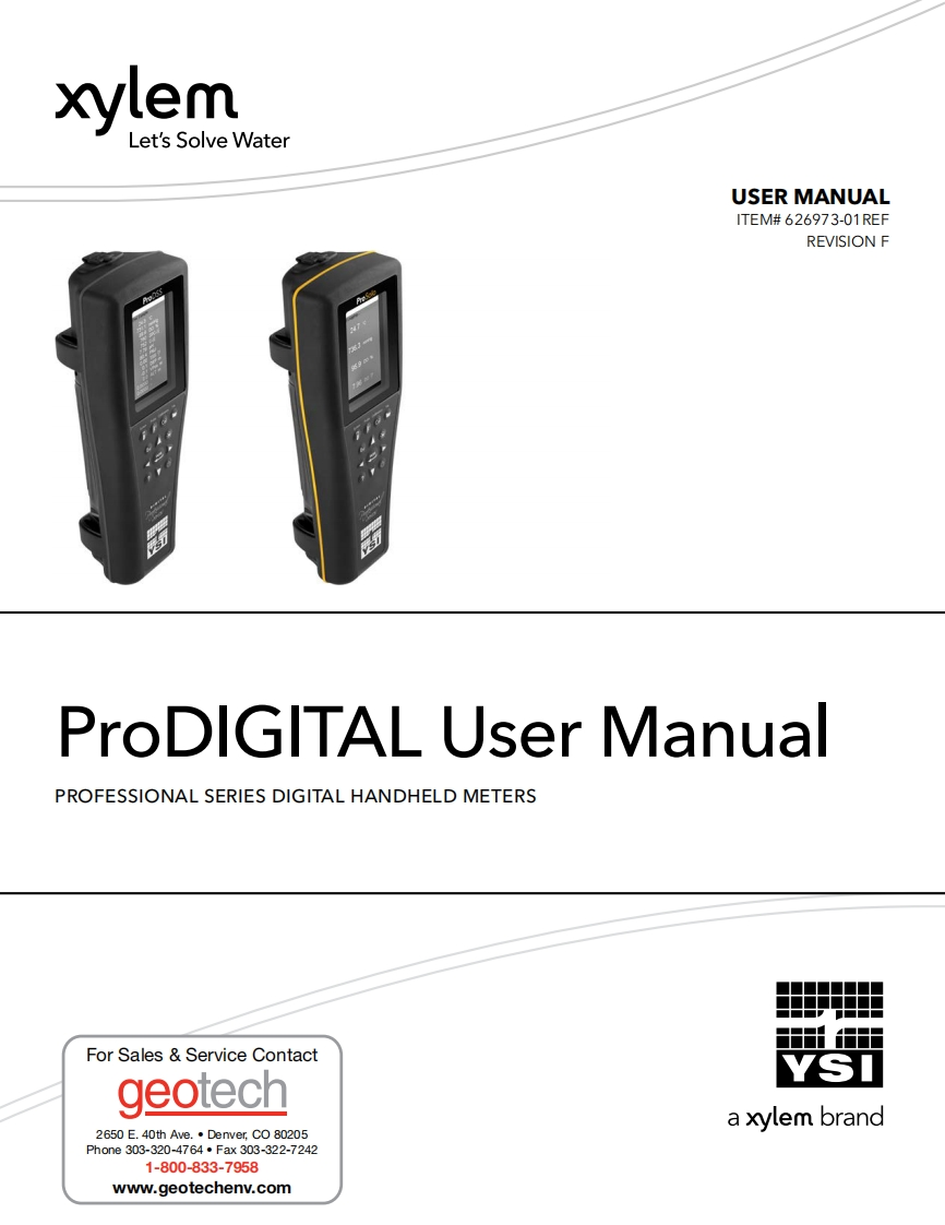 YSI_ProDIGITAL_User使用说明书手册