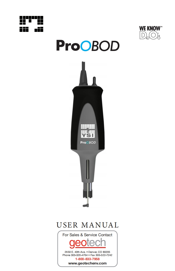 YSI_ProOBOD_User_使用说明书手册