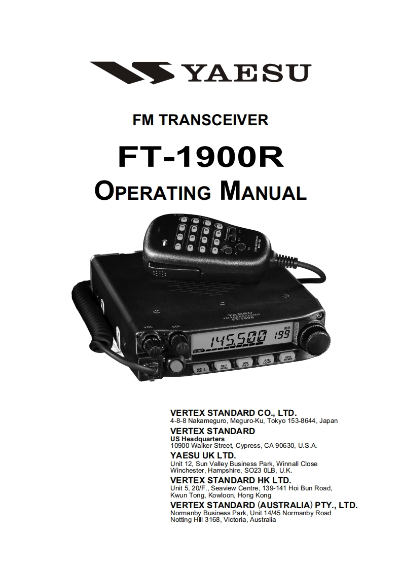 Yaesu---FT-1900R-Operating-Manual操作说明书手册