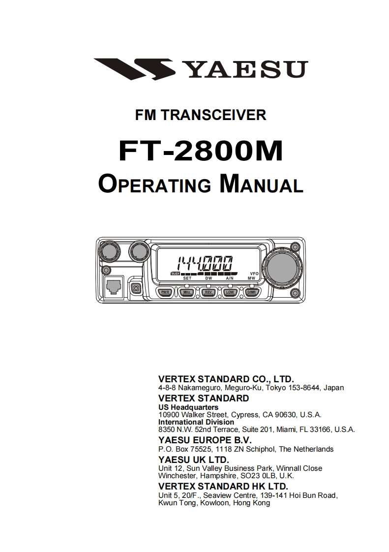 Yaesu---FT-2800M-Operating-Manual操作说明书手册