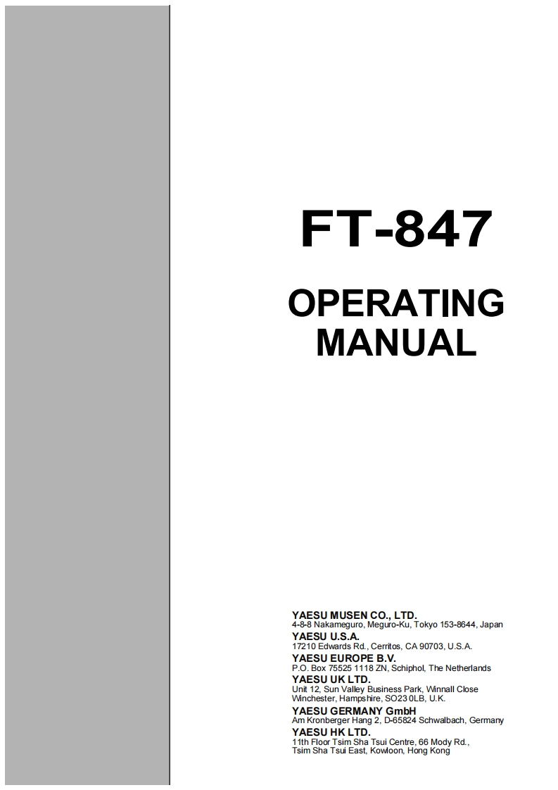 Yaesu---FT-847-Operators-Manual操作说明书手册