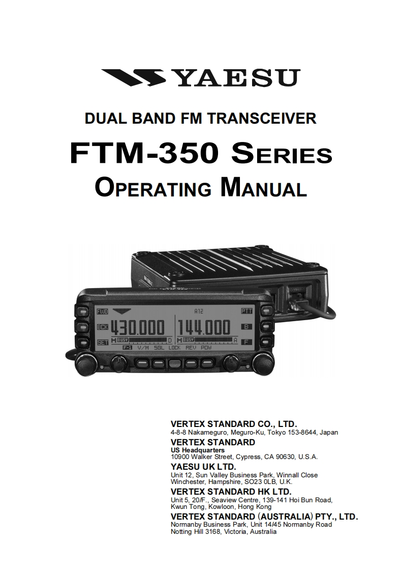Yaesu---FTM-350-Operating-Manual操作说明书手册