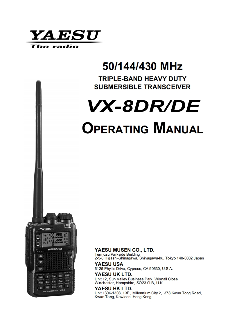 Yaesu---VX-8DR-Operating-Manual操作说明书手册