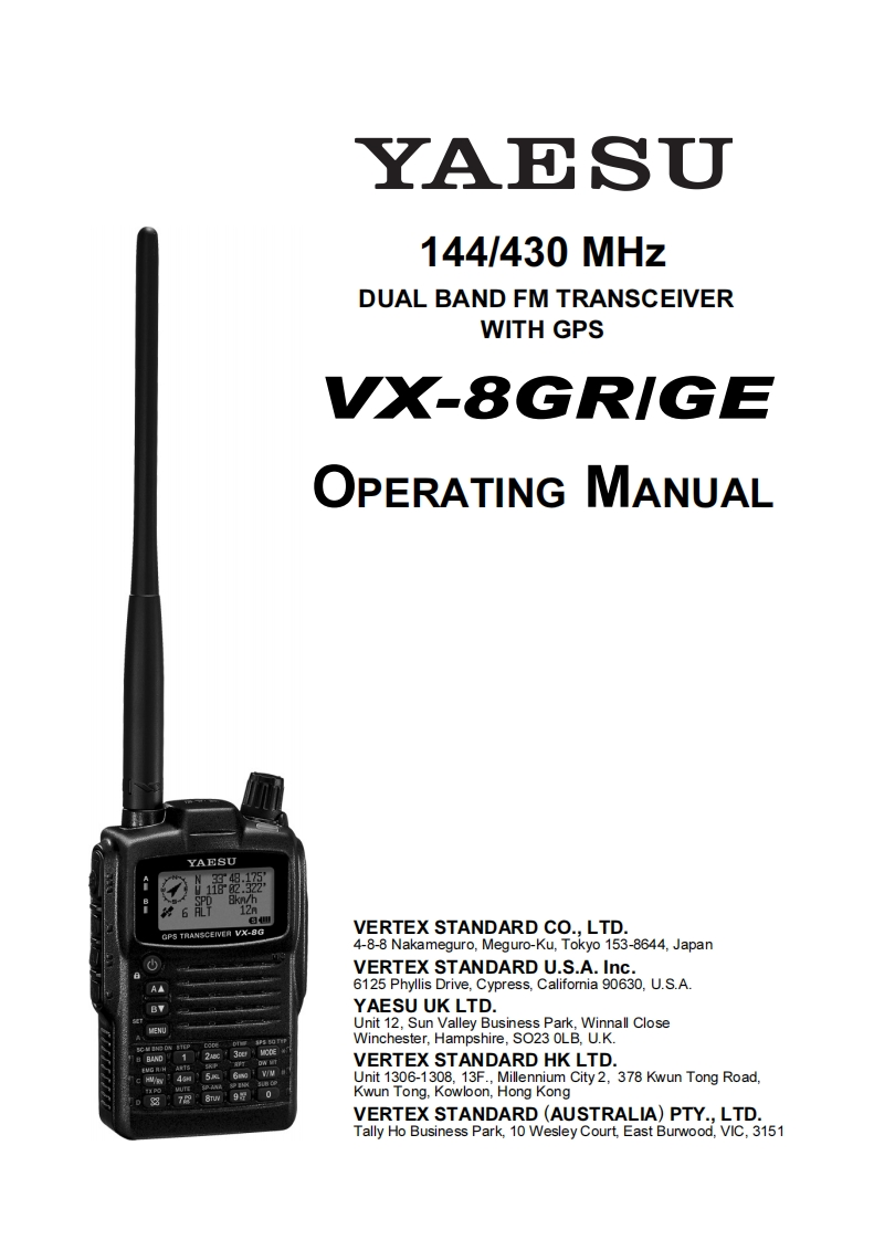 Yaesu---VX-8GR-Operating-Manual操作说明书手册