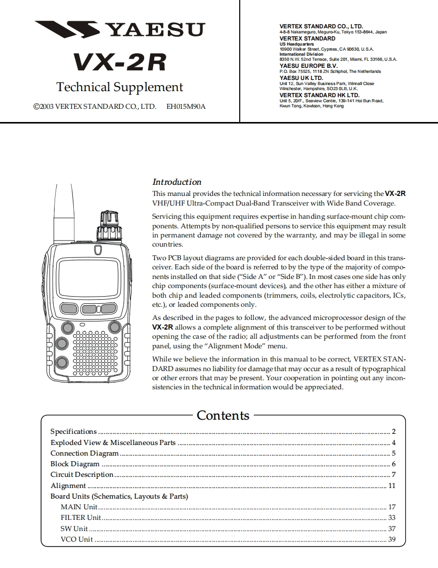 Yaesu-VX-2R_Technical_supplemen维修电器原理图手册