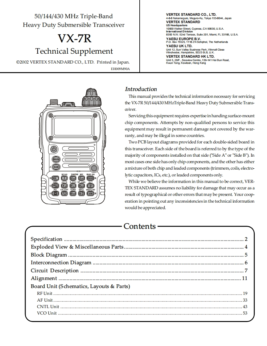 Yaesu-vx-7r-technical-support维修电器原理图手册