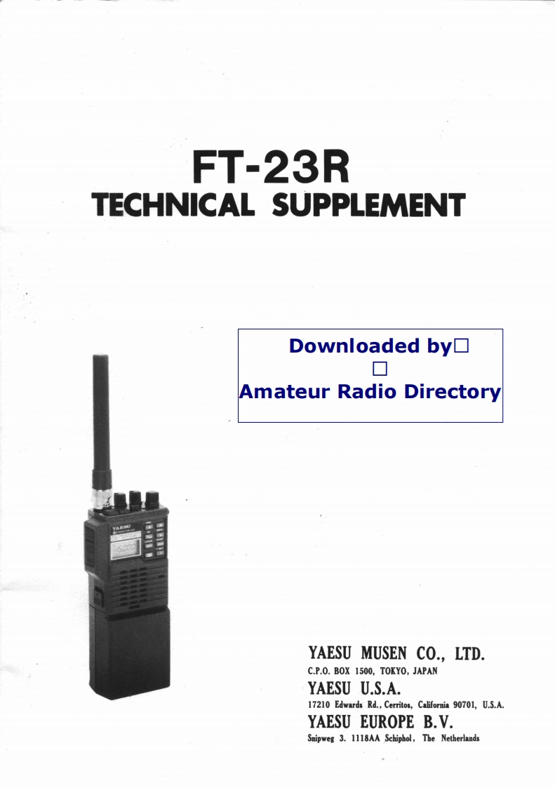 YaesuFt23R维修维护手册操作说明书手册-RadioamateurRadioAmateurHam