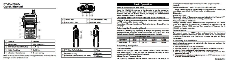 Yaesu_FT-65R_QM_ENG用户使用操作说明书手册