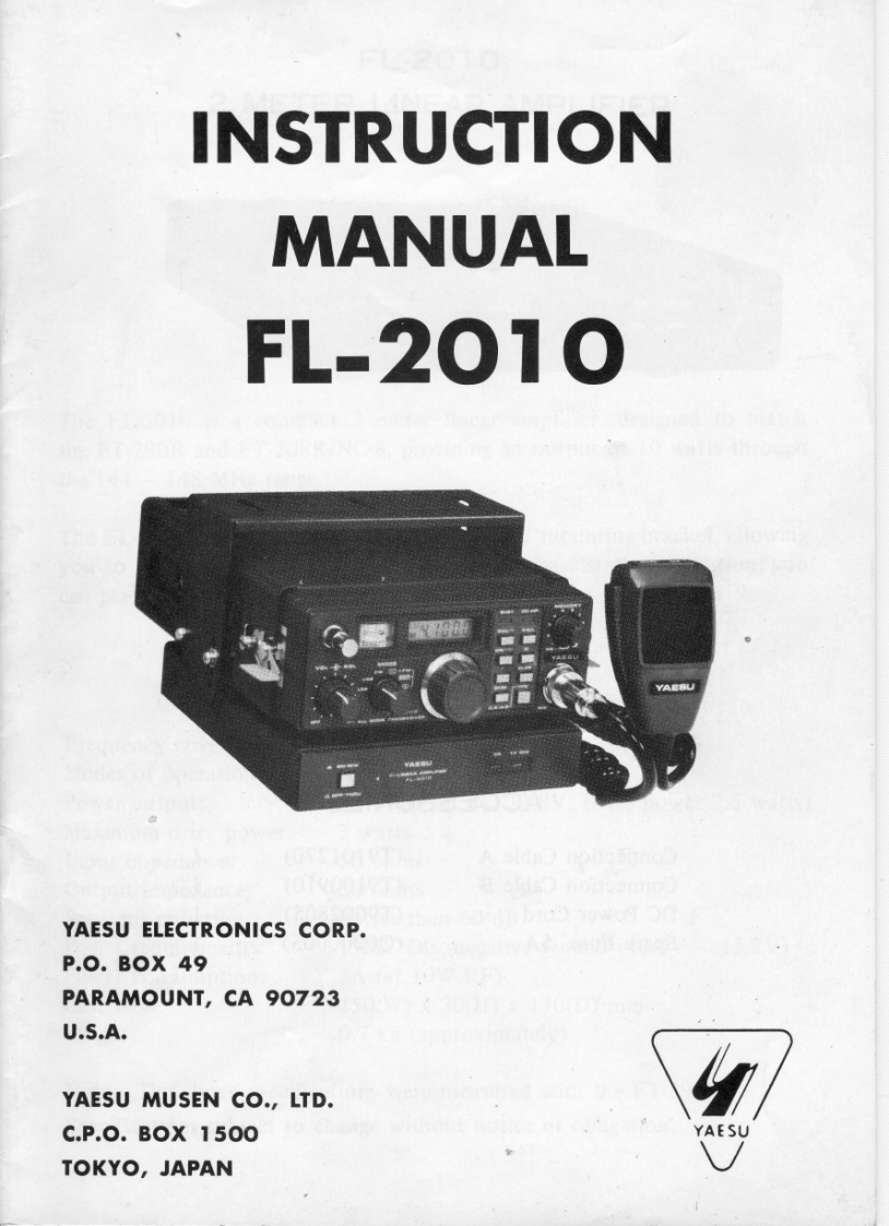 Yaesu_Yaesu-FL-2010_Manual操作说明书手册