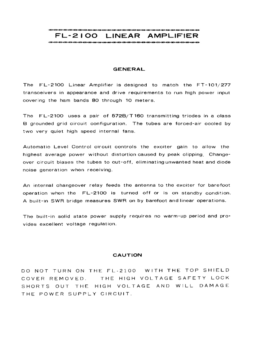 Yaesu_Yaesu-FL-2100_Manual操作说明书手册