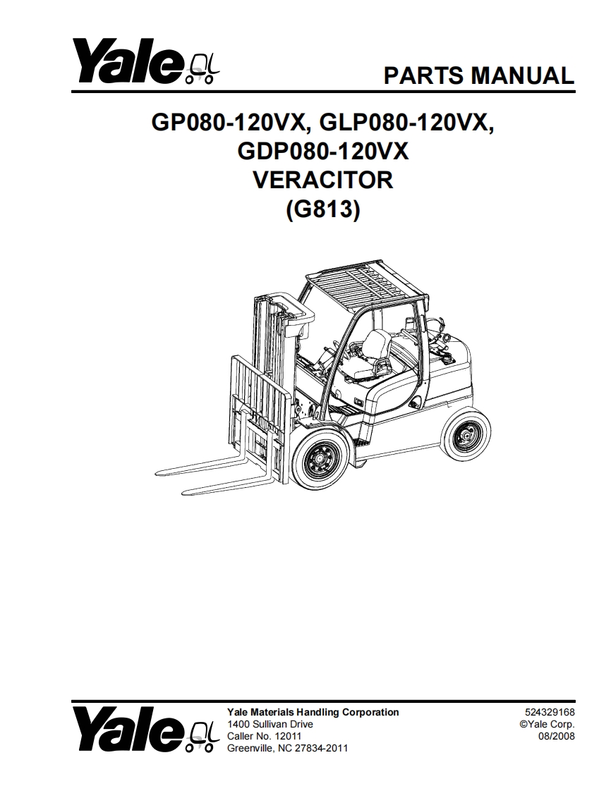 Yale-Forklift-GP080-120VX--GLP080-120VX-GDP080-120VX-VERACITOR(G813)-Parts-Manual零部件目录手册图册