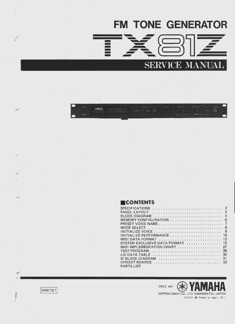 Yamaha-TX81Z-service-manual维修操作说明书手册